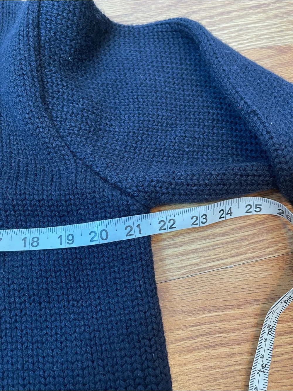 Vintage Polo Ralph Lauren Navy Blue 100% Wool shawcollar Chunky cardigan size M